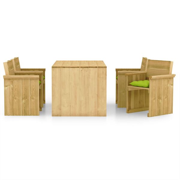 vidaXL Vrtna jedilna garnitura 5-delna z blazinami impreg. borovina