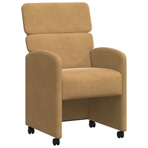 vidaXL Jedilni stoli s kolesi 2 pcs Rjava 58 x 65 x 98 cm Žamet