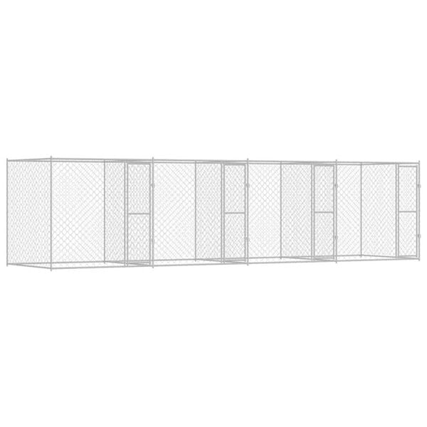 vidaXL Pasja kletka 4 pcs srebrna 800 x 200 x 200 cm Jeklo in PE