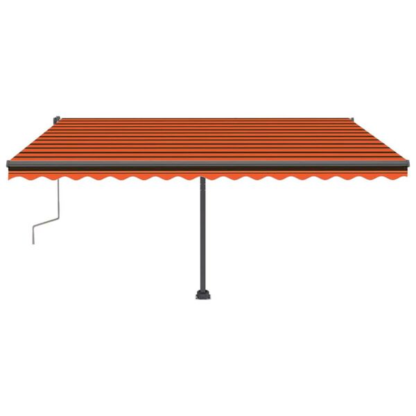 vidaXL Ročno zložljiva tenda z LED lučkami 400x300 cm oranžna in rjava