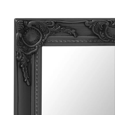 vidaXL Stensko ogledalo v baročnem stilu 50x80 cm črno