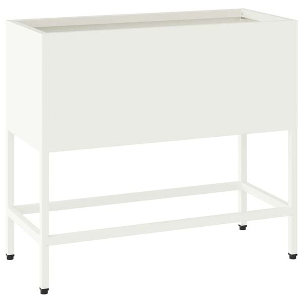 vidaXL Povi&scaron;ano vrtnarsko korito Bela 60 x 26 x 48 cm Jeklo