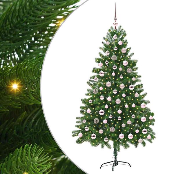 vidaXL Božično drevo med 300 LED z stojalom Zelena 180 cm PE