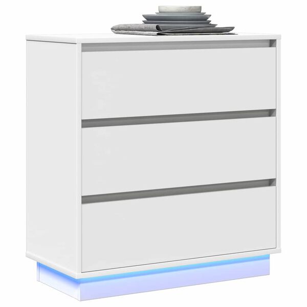 vidaXL Nočna omarica s predalom Bela 71 x 34,5 x 75 cm Konstruiran les