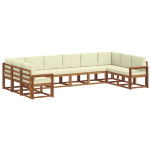 vidaXL Zunanja garnitura za sedenje 10 pcs Naravna in smetana