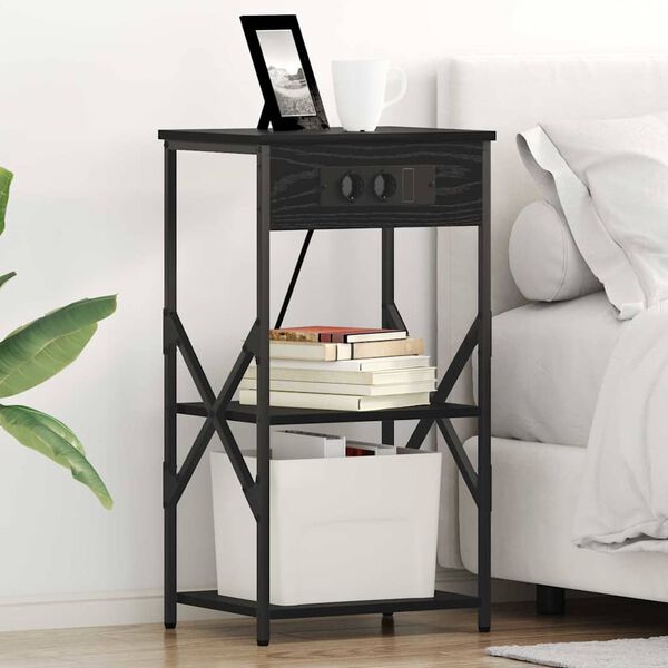 vidaXL Nočna omarica Črna Orehovina 41 x 31 x 76 cm Konstruiran les