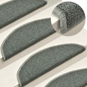 vidaXL Stopni&scaron;čne preproge 15 kosov 56x17x3 cm temno zelene polkrožne