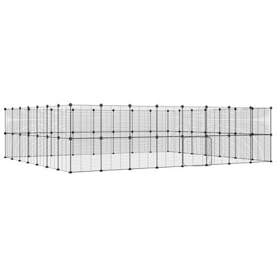 vidaXL Ograda za hišne ljubljenčke s 60 paneli črna 35x35 cm jeklo