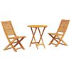 vidaXL Zložljiv bistro set 3 kos Rjava Masiven les akacije