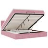 vidaXL Otomanska postelja z vzmetnico roza 160x200cm žamet