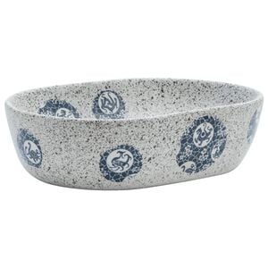 vidaXL Nadpultni umivalnik siv in moder ovalen 47x33x13 cm keramika