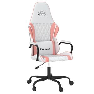 vidaXL Gaming stol Bela in roza umetno usnje