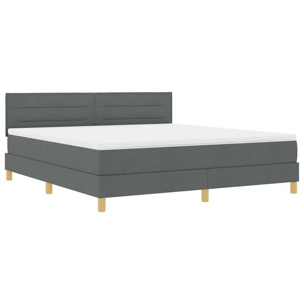 vidaXL Postelja boxspring z vzmetnico Temno siva 180 x 200 cm blago