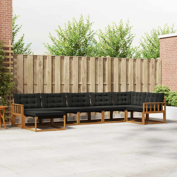 vidaXL Zunanja garnitura za sedenje z blazino 21 pcs Naravna in črna