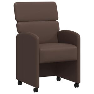 vidaXL Jedilni stoli s kolesi 2 kos Umetna koža Rjava 58 x 65 x 98 cm