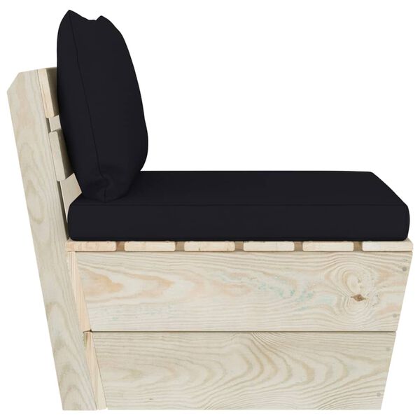 vidaXL Vrtni kavč iz palet srednji z blazinami impregnirana smrekovina