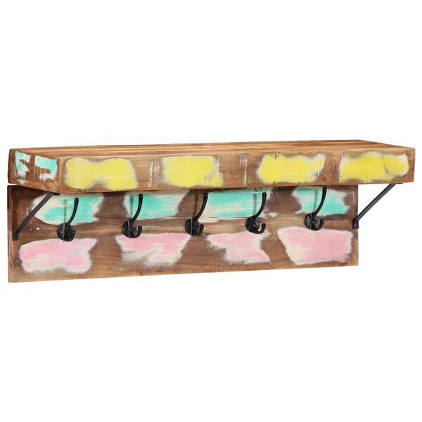 vidaXL Obe&scaron;alnik za pla&scaron;če Rjava 73 x 19 x 23 cm Trden predelan les