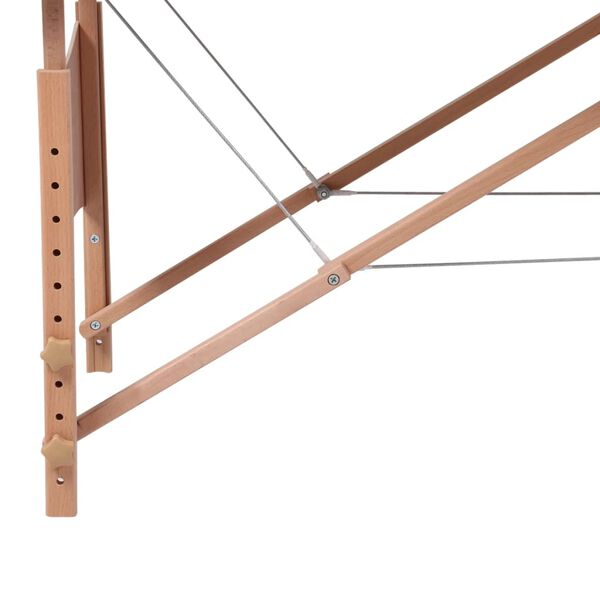 vidaXL Zložljiva masažna miza 3 cone z lesenim okvirjem kremno bela