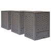 vidaXL Vrtni kompostnik 3 kosi rjavi 60x60x83 cm 900 L plastični ratan