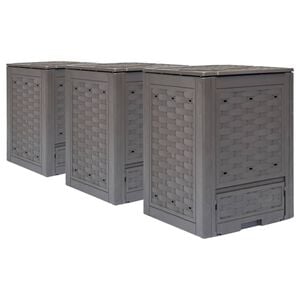 vidaXL Vrtni kompostnik 3 kosi rjavi 60x60x83 cm 900 L plastični ratan