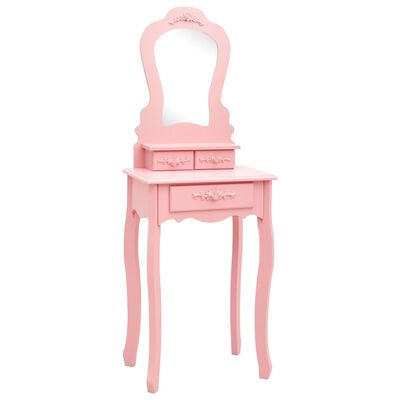 vidaXL Mizica za ličenje s stolčkom roza 50x59x136 cm les pavlovnije