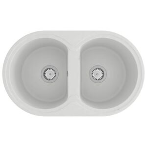 vidaXL Kuhinjska umivalnica Bela 78 x 47 x 20.5 cm Granit