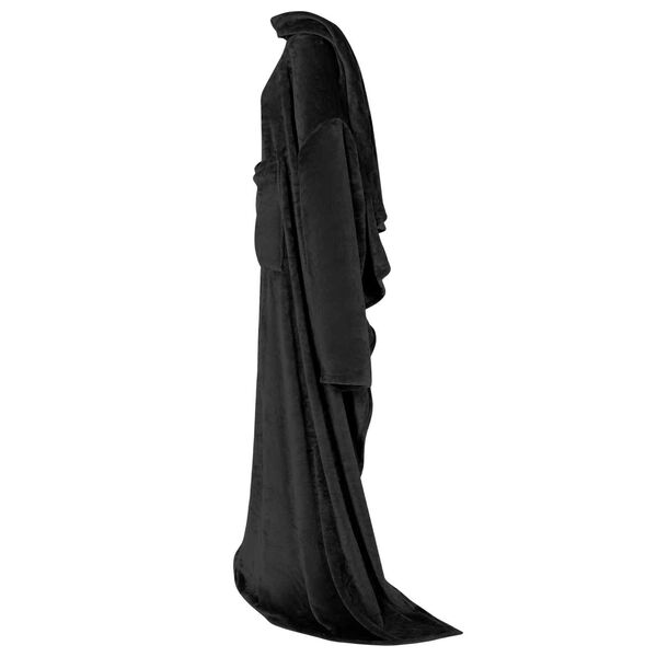 vidaXL Odeja s kapuco Črna Flanel