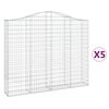 vidaXL Obokane gabion košare 5 kosov 200x30x160/180cm pocinkano železo