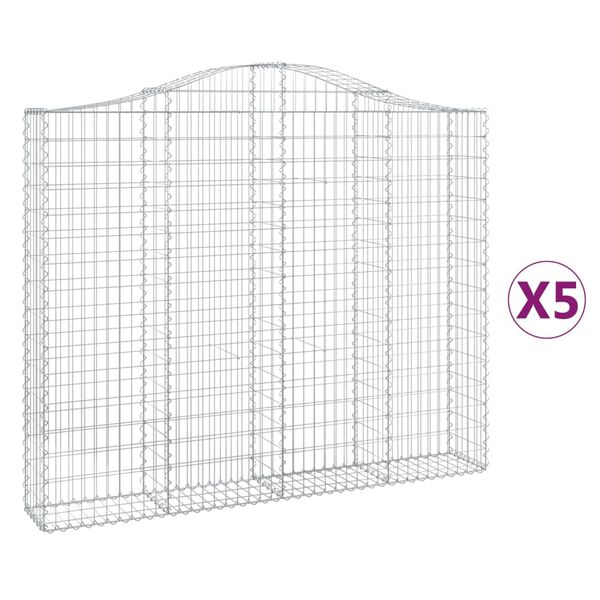 vidaXL Obokane gabion košare 5 kosov 200x30x160/180cm pocinkano železo