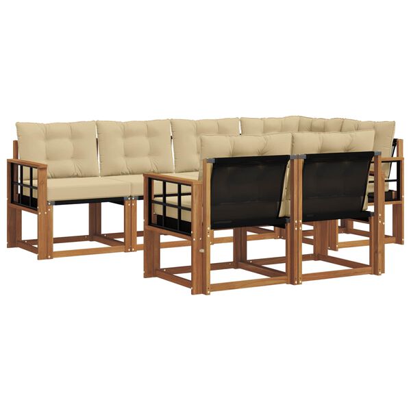 vidaXL Zunanja garnitura za sedenje z blazino 7 pcs Naravna in bež