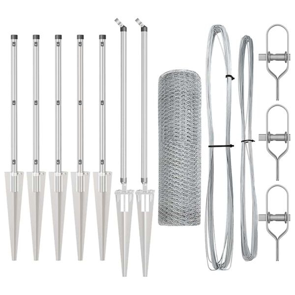 vidaXL Steber ograje. srebrna 10 x 1 m (25 mm mreža) Jeklo