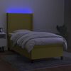 vidaXL Box spring postelja z vzmetnico LED zelena 90x200 cm blago