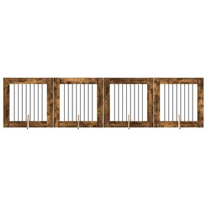 vidaXL Vrata za pse z stojali 4 pcs Dimljen hrast 80 x 80 cm