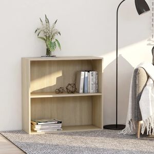 vidaXL Knjižna omara 2-nadstropna sonoma hrast 80x30x76,5 cm inž. les