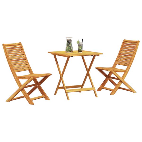 vidaXL Zložljiv bistro set 3 pcs Rjava Trden akacijev les