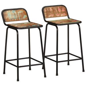 vidaXL Barski stolčki 2 črni 46x35,5x80 cm trden predelan les