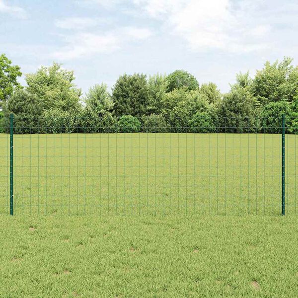 vidaXL Ograja s stebrom Zelena 0,8 x 25 m Jeklo