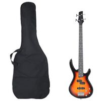 vidaXL Električna bas kitara za začetnike s torbo rjavo črna 4/4 46"