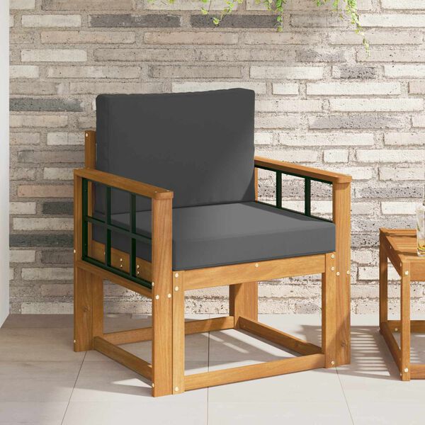 vidaXL Zunanji kavč Masivno akacijevo les in poliester Naravna