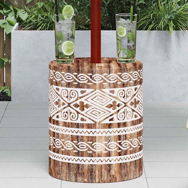 vidaXL Podstavek za senčnik bel opran Ø34 x 40 cm Trden les