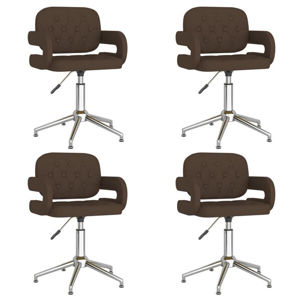 vidaXL Vrtljivi jedilni stoli 4 kosi rjavo umetno usnje