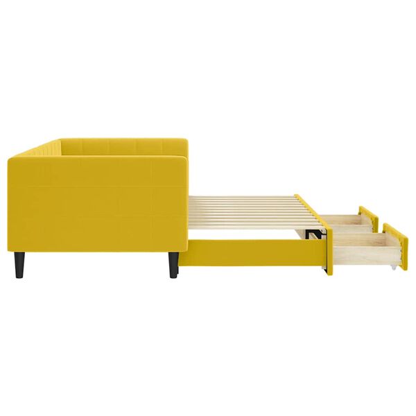 vidaXL Izvlečna dnevna postelja s predali rumena 90x200 cm žamet