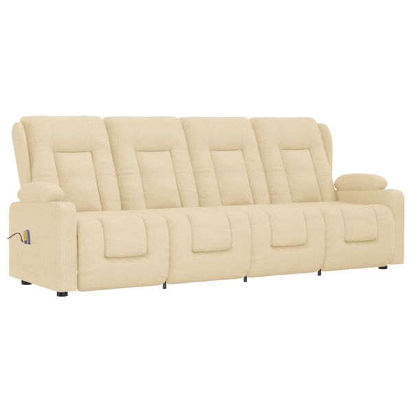 vidaXL Masažni štirised z držali za skodelico krem blago