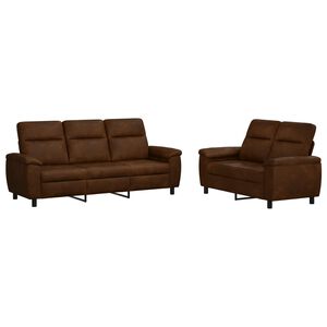 vidaXL Kavčna garnitura 2 pcs Rjava Umetno nubuk usnje