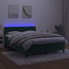 vidaXL Box spring postelja z vzmetnico LED tem. zelena 140x190cm žamet