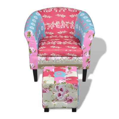 vidaXL Fotelj s stolčkom za noge dizajn mozaika iz blaga