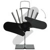 vidaXL Ventilator za kamin na toploto z 2 kriloma črn