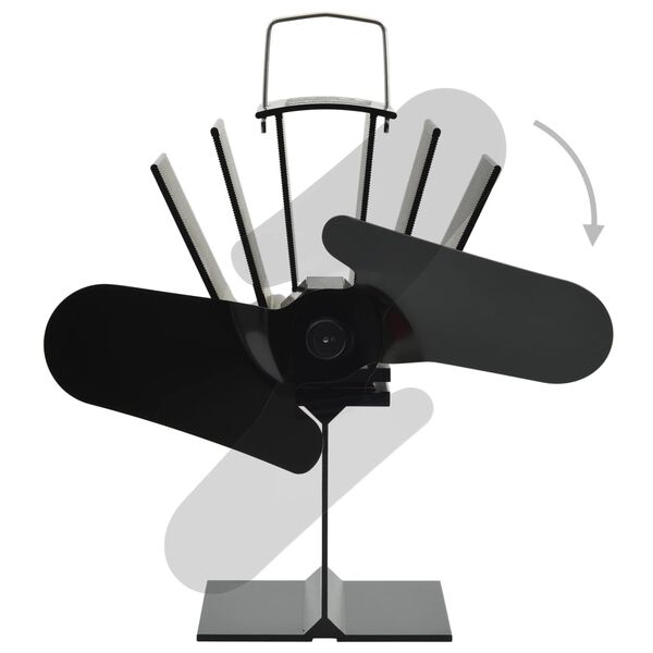 vidaXL Ventilator za kamin na toploto z 2 kriloma črn