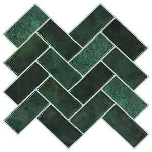 vidaXL Plo&scaron;čica ribje kosti 10 pcs Temno zelena 30 x 30 cm