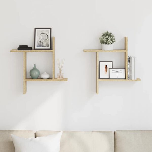 vidaXL Stenska polica 2 kosa sonoma hrast 50x12x50 cm inženirski les